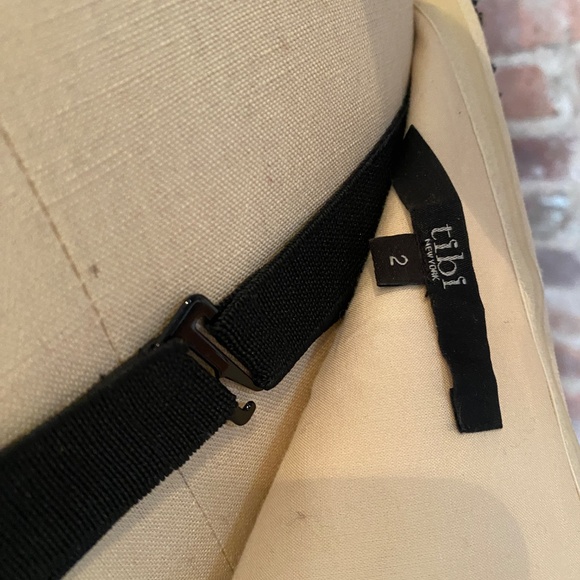 Tibi Cream and Black Strapless Floral Embroidered Midi Dress SZ 2 - Picture 7 of 7